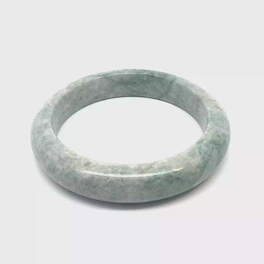 60.88 mm QAR Kazakh Jadeite Bangle, Mottled Light Green, Natural Type A