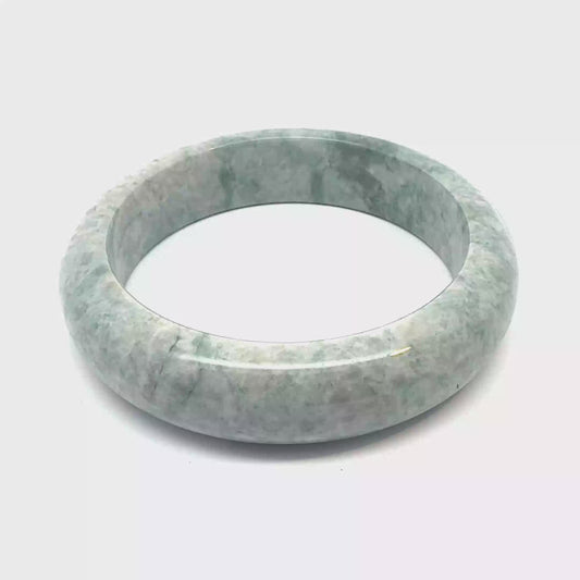 62.65 mm QAR Kazakh Jadeite Bangle, Mottled Light Green, Natural Type A