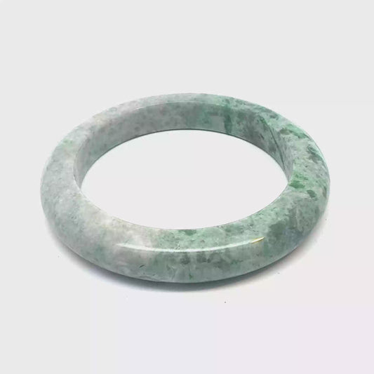 61.22 mm QAR Kazakh Jadeite Bangle, Mottled Green, Natural Type A