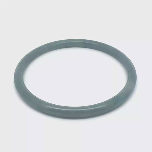 63 mm Celestial Blue Guatemalan Jadeite Thin Full-Round Bangle, Grey-Blue