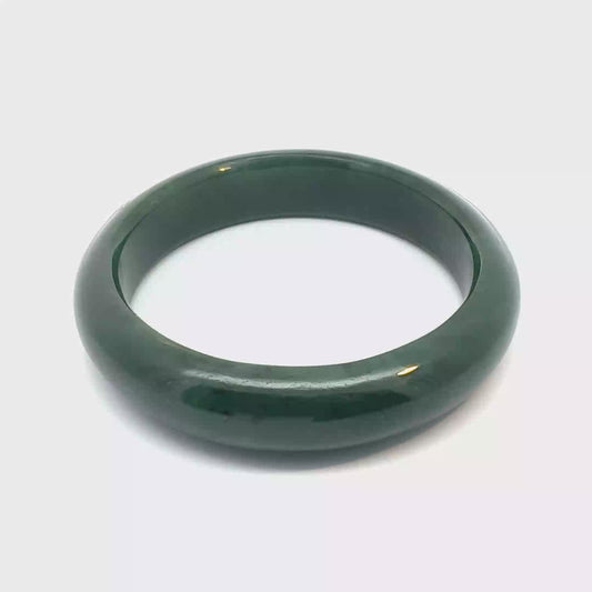 Dark Green Pakistani Nephrite Bangle, Natural Type A