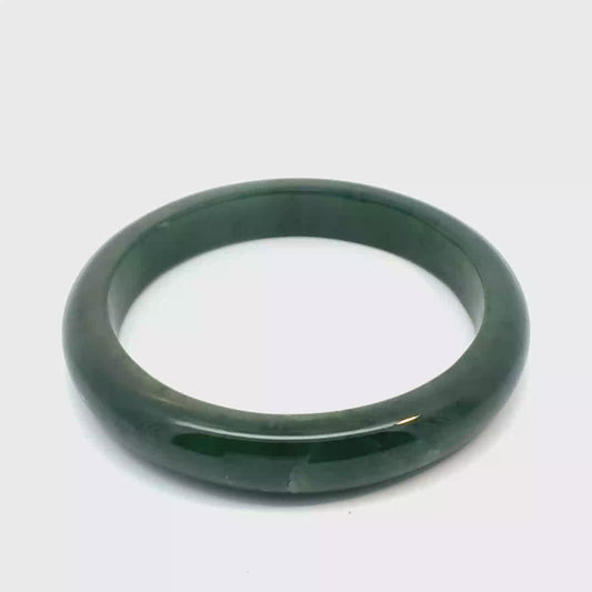 Polished Green Pakistani Nephrite Bangle, Natural Type A