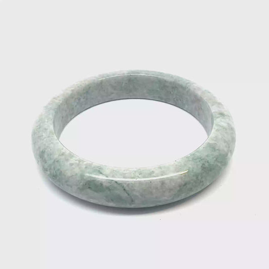 60.78 mm QAR Kazakh Jadeite Bangle, Pale Green and Grey, Natural Type A